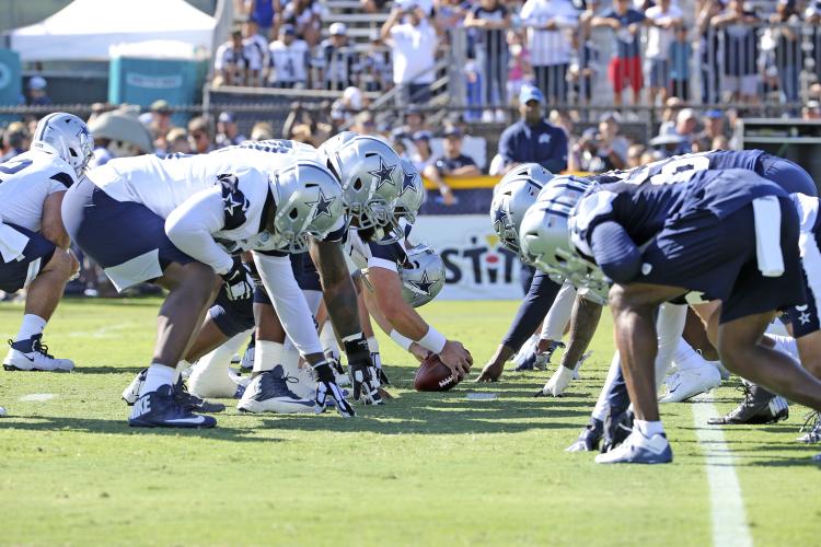 Cowboys' Jerry Jones practices Super Bowl celebration at opening ceremony  of training camp